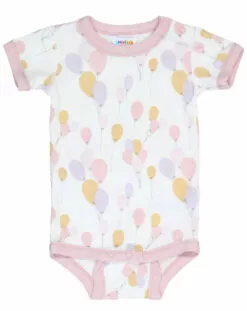 Joha Kurzarm-Body BALOON AOP In Weiß/rosa