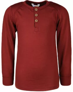 Joha Langarmshirt 4047 WOOL - HENLEY In Bordeaux