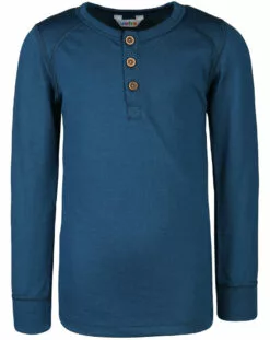 Joha Langarmshirt 4047 WOOL - HENLEY In Dark Blue
