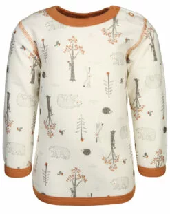 Joha Langarmshirt 616 - WOOD AOP Mit Wolle In Copper