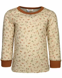 Joha Langarmshirt 630 - BLOOM AOP Mit Wolle In Sand