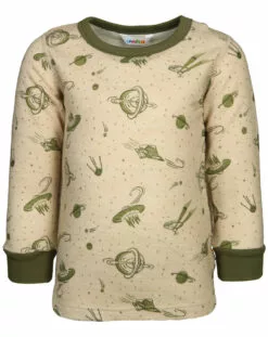 Joha Langarmshirt 630 - UFO AOP Mit Wolle In Green