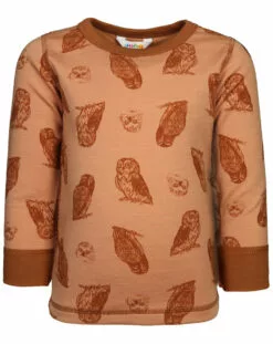 Joha Langarmshirt 631 - OWL AOP Mit Wolle In Copper