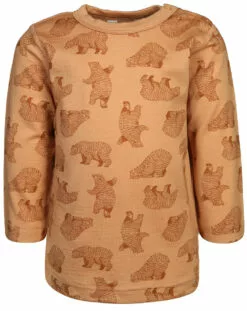 Joha Woll-Langarmshirt 620 - BEAR AOP In Copper