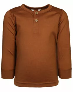 Joha Woll-Langarmshirt 625 - BUTTONS In Dark Copper